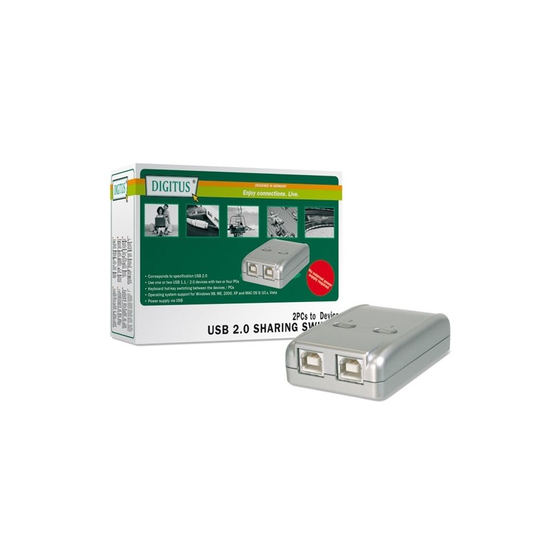 DATA SWITCH ELETTRONICO 2 PC CON UNA PERIF. USB 2.0 (DA70135)