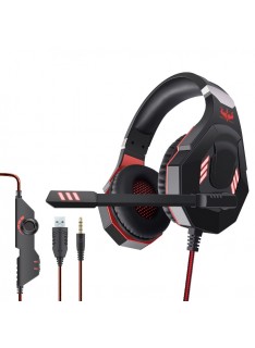 CUFFIA CON MICROFONO GT 93R LED ROSSO GAMING
