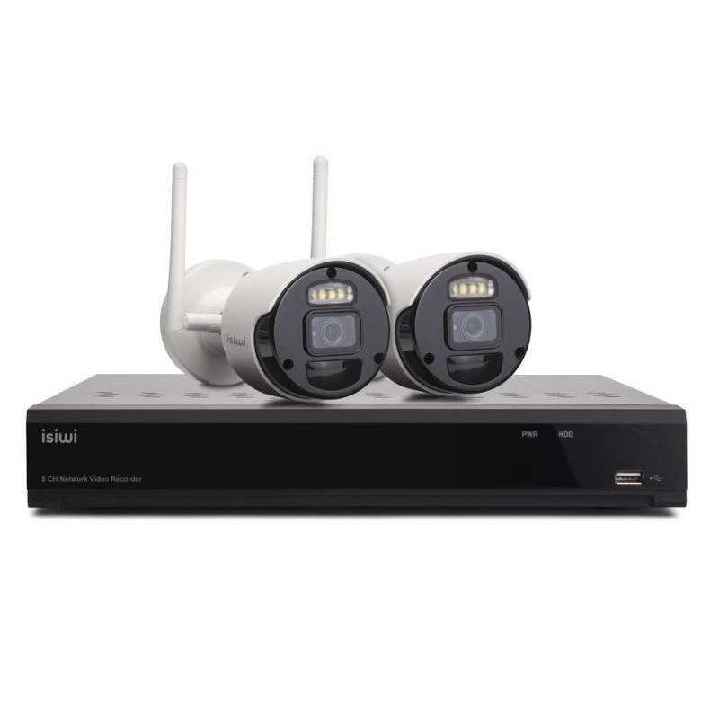 KIT SISTEMA DI SORVEGLIANZA NVR 8 CANALI + 2 TELECAMERE (ISW-K1N8BF2MP-2) WIRELESS