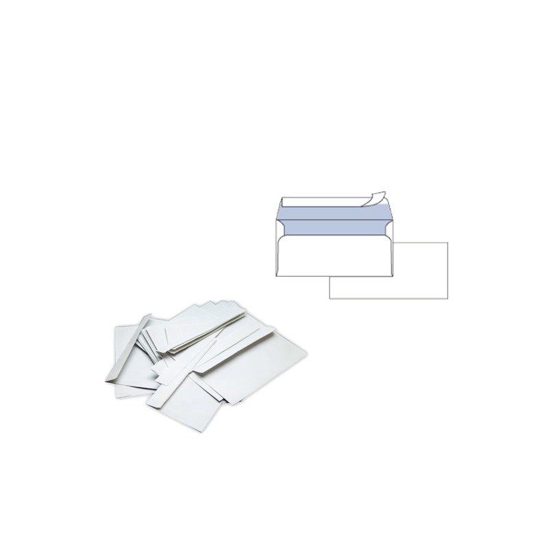 BUSTE BIANCHE 110X230MM S/FINESTRA 90GR + STRIP DA 500PZ