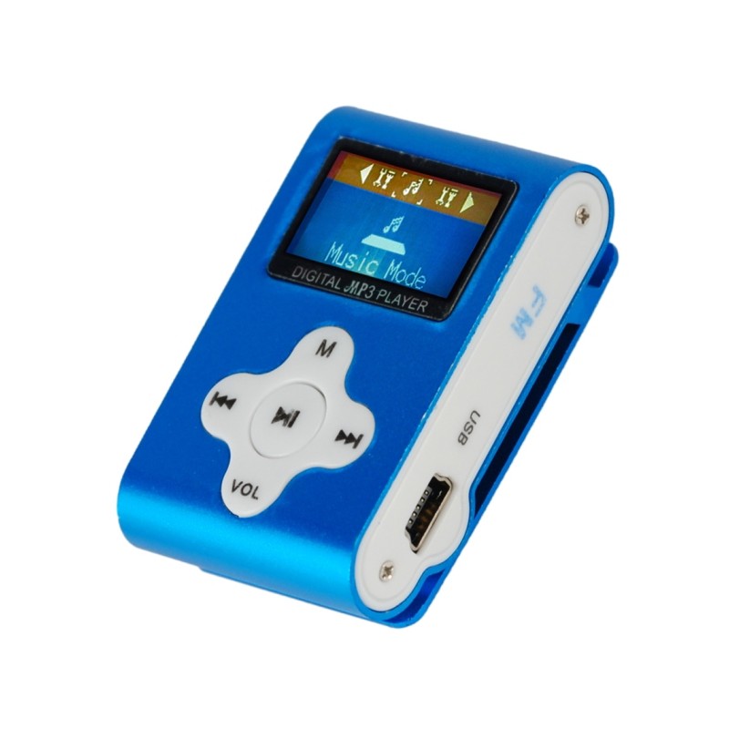 LETTORE MP3 CON TF CARD 8 GB E FM RADIO BLU (27611B)