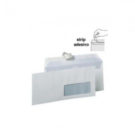 BUSTE BIANCHE 110X230MM C/FINESTRA 90GR + STRIP DA 500PZ