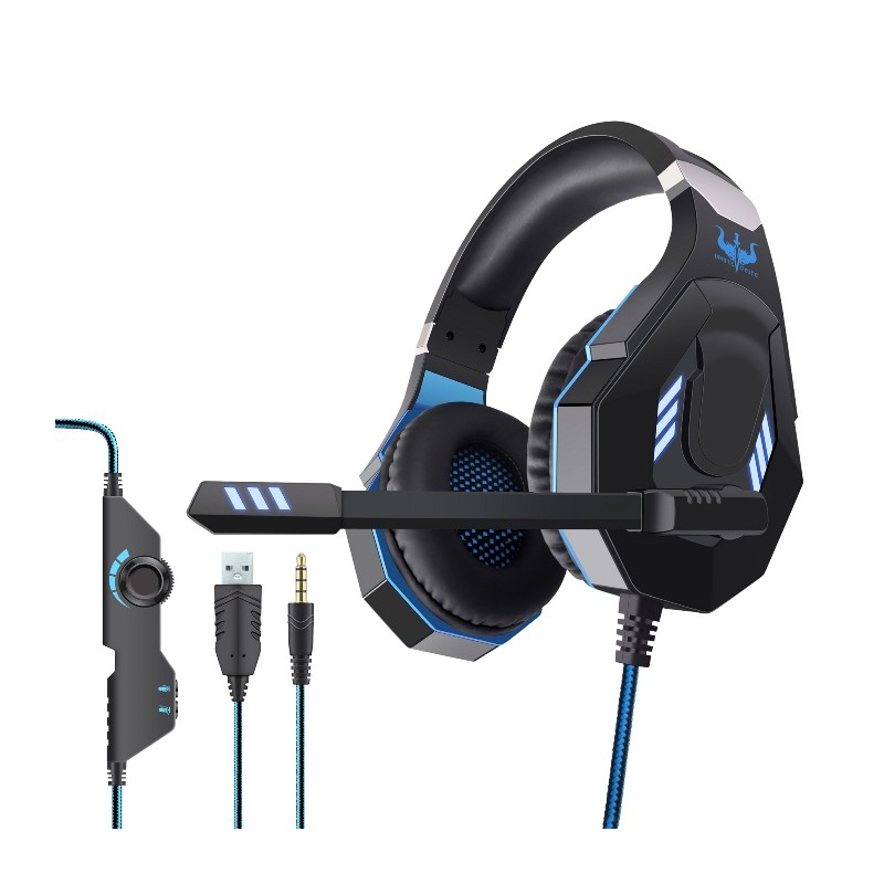 CUFFIA CON MICROFONO GT 93BL LED BLU GAMING