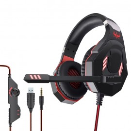 CUFFIA CON MICROFONO GT 93R LED ROSSO GAMING