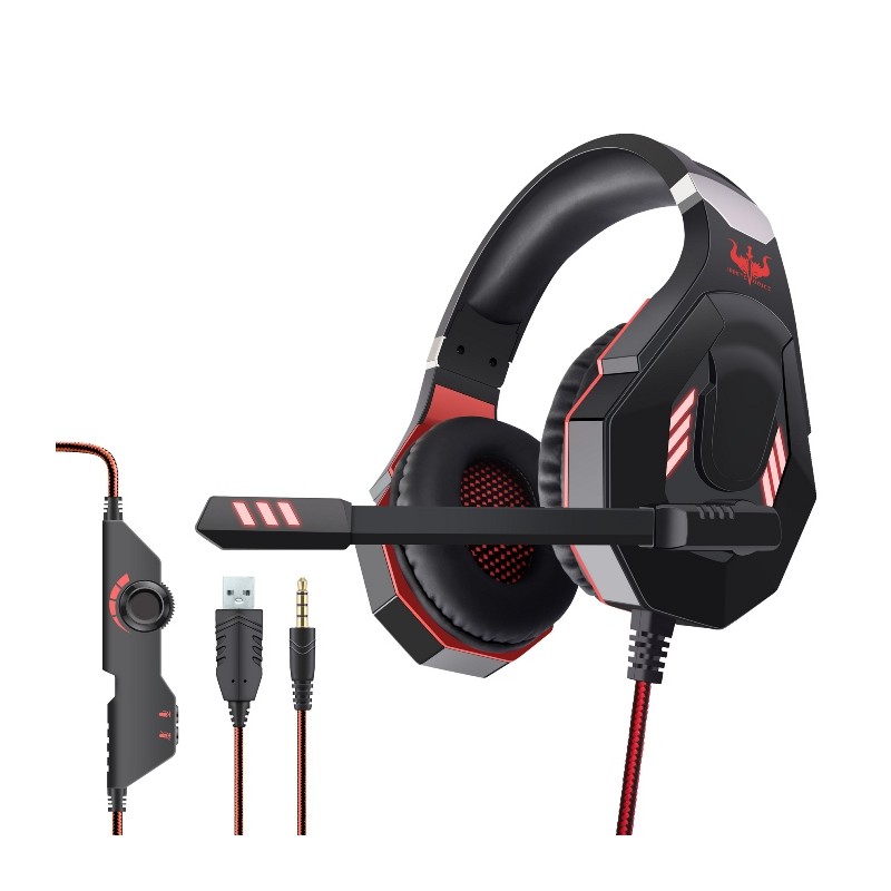 CUFFIA CON MICROFONO GT 93R LED ROSSO GAMING